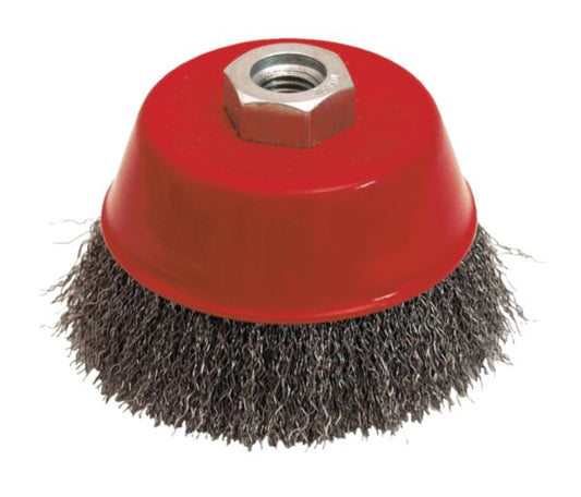 Brosse soucoupe en acier fils ondulés ø 100 mm pour décapage et gros nettoyage