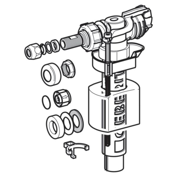 NF IMPULS 380 unifill white side float valve 3/8 outlet ø 21.3 mm