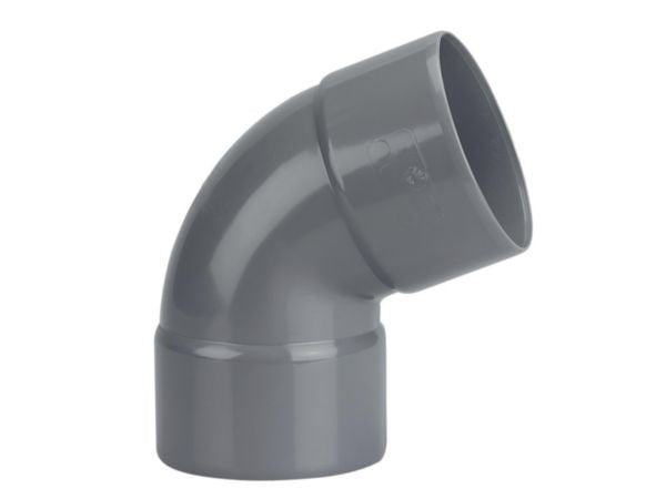 Single elbow NF in gray PVC female-female Ø 40 mm inclination angle 67° external Ø 40 mm