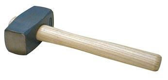 Red mason's mallet with bevelled angles and wooden handle 1250 g