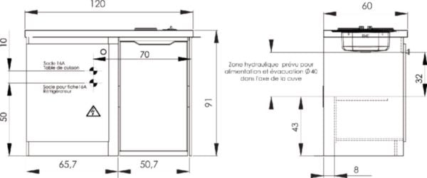 PRIMERA 2 120 cm white kitchenette