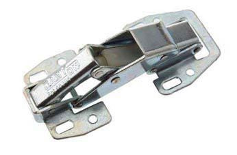 Surface-mounted hinge with shock absorber in zinc-plated steel to be plated without notching - 2 pieces