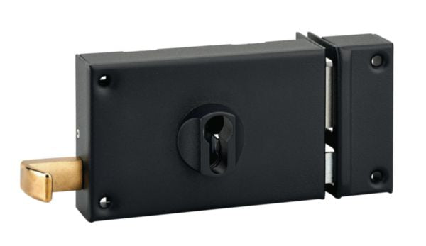 Horizontal surface-mounted lock with pull 140 x 88 mm right