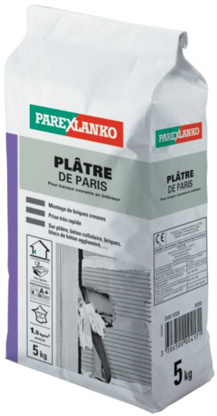 Plâtre de Paris fin blanc 5 kg