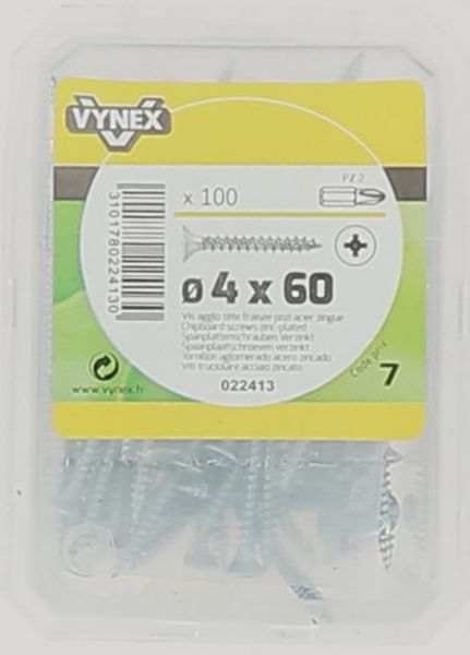 Vis bois agglo TF Empreinte POZI 4 x 60 Acier Zingué - Vybac de 100 pièces