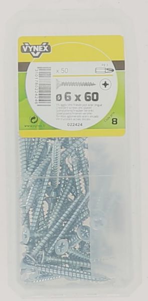 Vis bois agglo TF Empreinte POZI 6 x 60 Acier Zingué - Vybac de 50 pièces