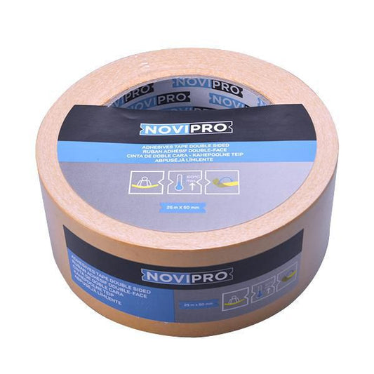 Rouleau adhésif double face toilé haute qualité pour revêtement de sols L. 25 m x l. 50 mm