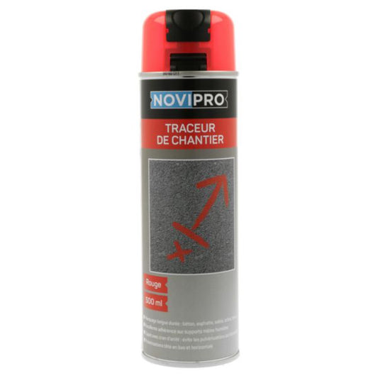 Traceur fluo de chantier - aérosol 500 ml - coloris rouge