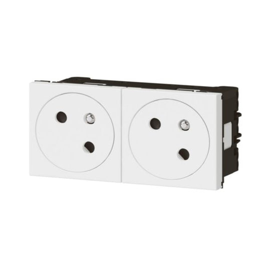 Mosaic 3 - 2P+T double double surface socket with LINK polarization side connection 4 modules white