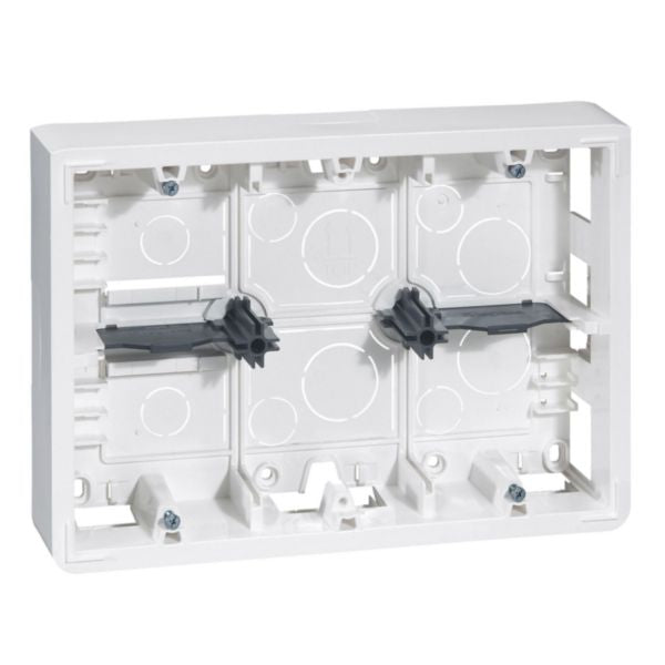 Surface-mounted frame for MOSAIC 2 screw support 2 x 6 or 2 x 8 modules depth 46 mm white width 237 mm