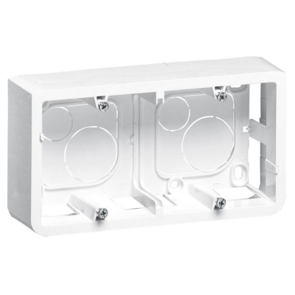 Surface-mounted frame for MOSAIC 2 screw support 2 x 2 modules depth 40 mm white width 154 mm