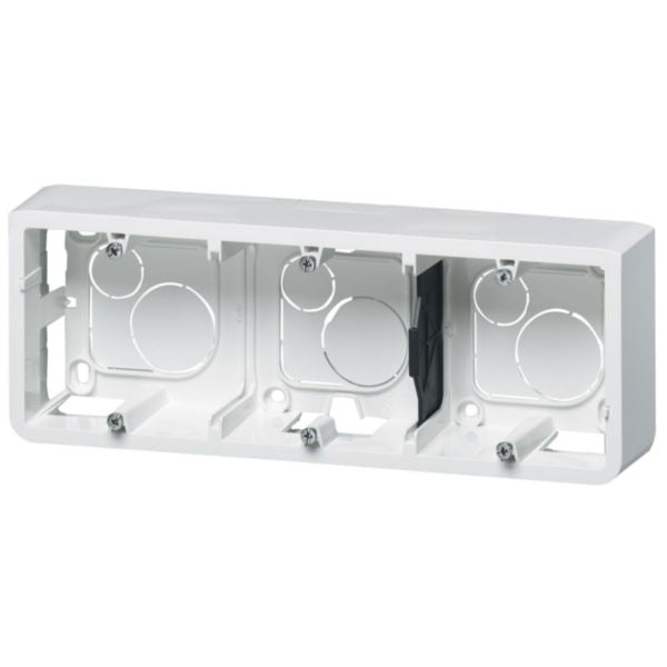 Surface-mounted frame for MOSAIC 2 screw support for 6/8 and 3 x 2 modules depth 40 mm white width 225 mm