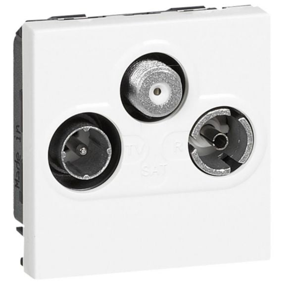 MOSAIC®2 socket for radio and satellite television in smooth white PVC