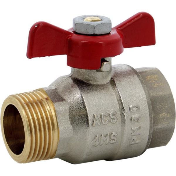 Galvanized steel ball valve with male-female butterfly handle Ø 3/4