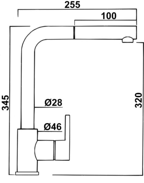 DESIGN chrome sink mixer with swivel spout and pull-out spray L. 23 x H. 34.5 cm