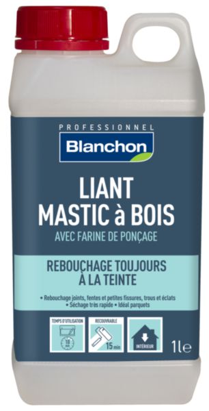 Liant résine formulé pour un rebouchage toujours à la teinte des parquets boiseries bouteille de 1 L