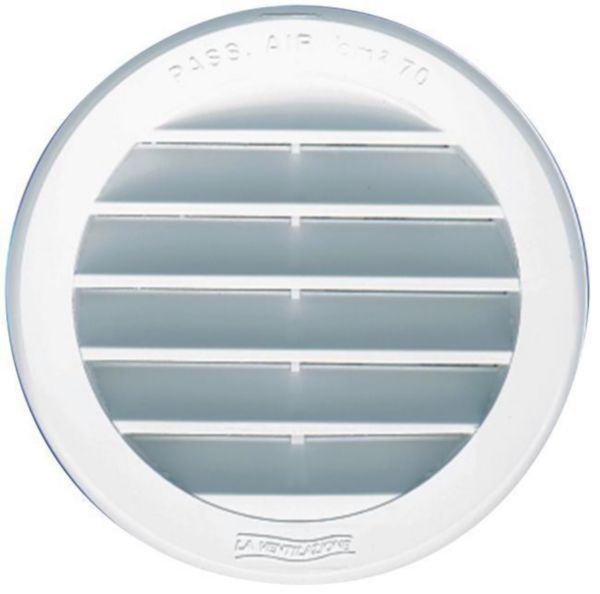 White PVC louvered grille with 100 mm mosquito net