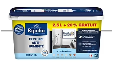 Peinture anti-humidité blanc satin Ripolin 3L