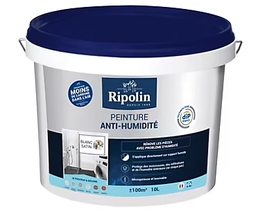 Peinture anti-humidité intérieur satin blanc Ripolin 10L