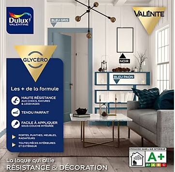 Peinture laque pour boiseries Valénite Dulux Valentine satin blanc 3L