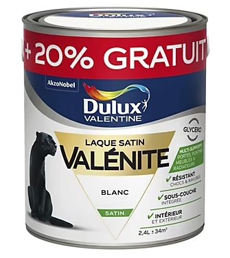 Peinture laque pour boiseries Valénite Dulux Valentine satin blanc 3L