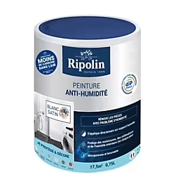 Peinture anti-humidité intérieur satin blanc Ripolin 0,75L