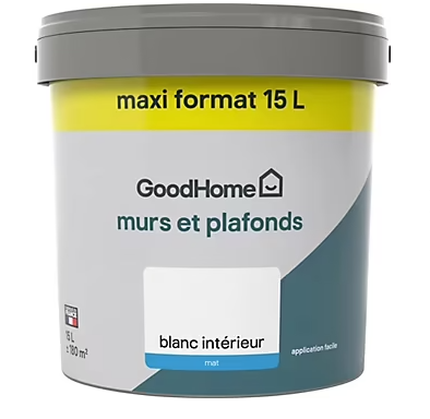 Peinture murs et plafonds blanc mat 15L GoodHome