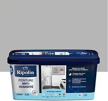 Peinture anti-humidité intérieur satin gris lome Ripolin 2,5L