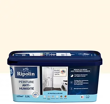 Peinture anti-humidité intérieur satin blanc cassé Ripolin 2,5L