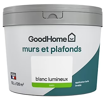 Peinture murs et plafonds GoodHome blanc satin 10L