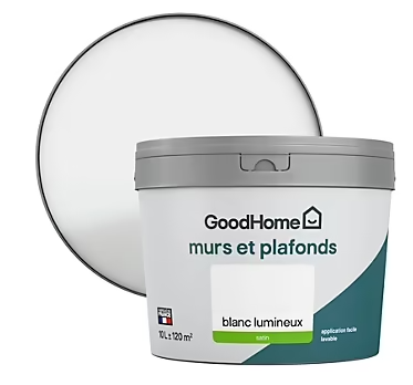 Peinture murs et plafonds GoodHome blanc satin 10L