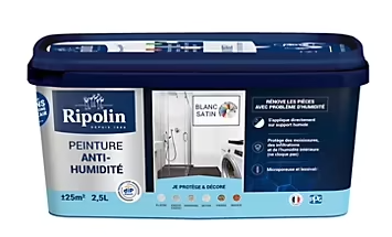 Peinture anti-humidité intérieur satin blanc Ripolin 2,5L