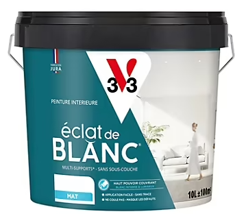 Peinture murs, plafonds et boiseries éclat de blanc V33 blanc mat 10L