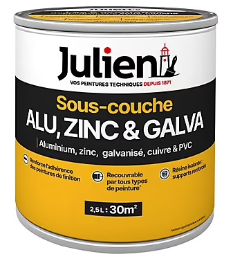 Sous couche alu zinc galva J1 Julien mat blanc 2,5L