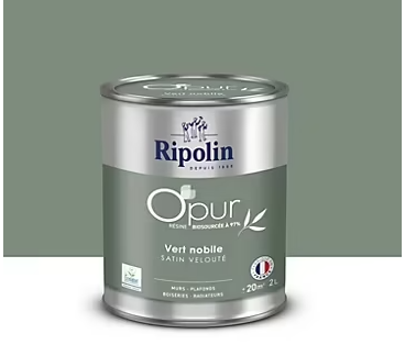 Peinture intérieure multisupport Ripolin O'pur vert nobile satin velouté 2L