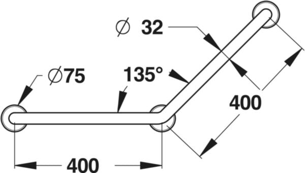 BARRE 135° ACIER BLANC D32 MM X1