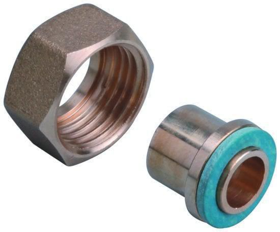 Straight copper connector and solder joint tube Ø 16 mm x 2 nuts 1/2 maximum pressure 500 mb