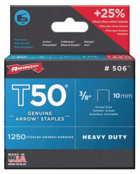 T50 galvanized steel staples for outdoor work, l. 10 mm, box of 1250 pieces