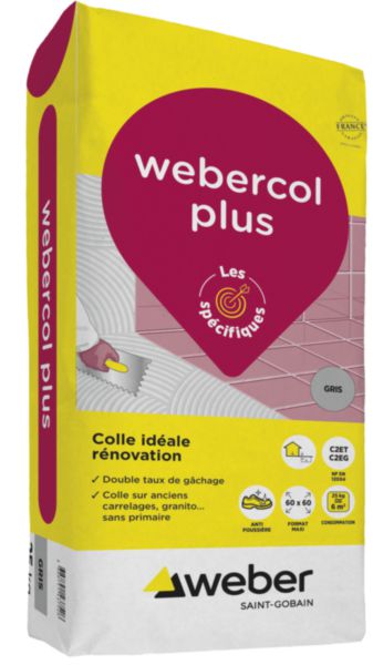 Colle WEBERCOL PLUS C2ET/EG gris 25 kg