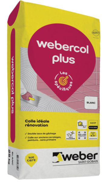 Colle WEBERCOL PLUS C2ET/EG blanc 25 kg