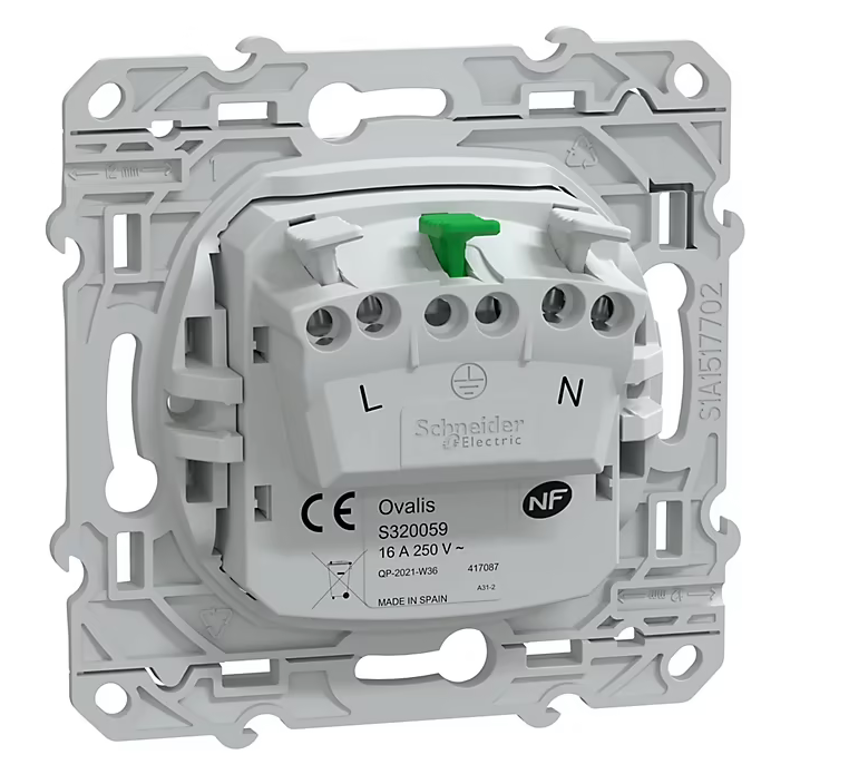 Prise avec terre Schneider Electric Ovalis blanc