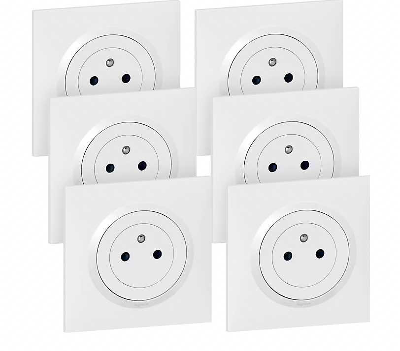 Prise 2 pôles + terre Legrand Dooxie, 6 pièces