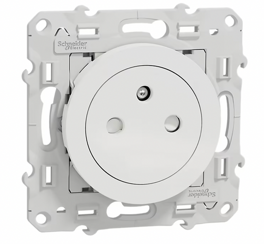 Prise 2 pôles + terre affleurante connexion rapide Odace Schneider Electric blanc