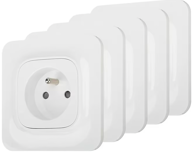 Prise avec terre Jacobsen Kennet blanc complet, lot de 5