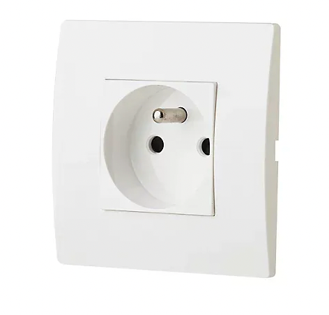 Prise avec terre blanc complet, lot de 5