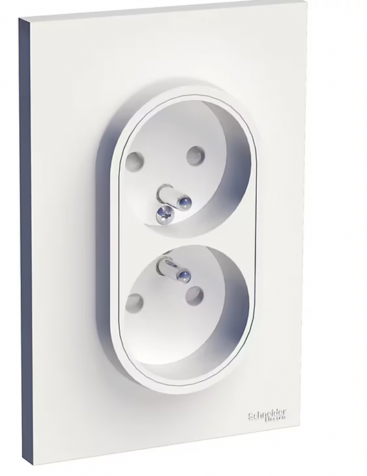 Prise double avec terre complète Schneider Electric Odace blanc