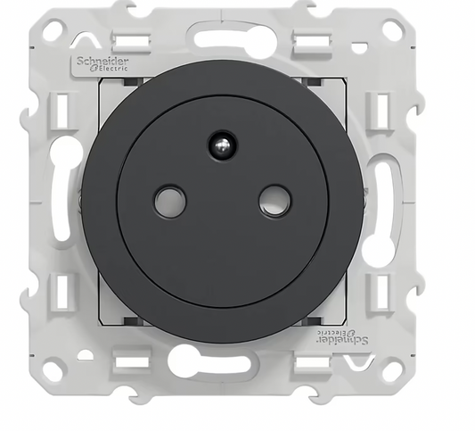 Prise de courant avec terre affleurante 16A Schneider Electric Odace anthracite