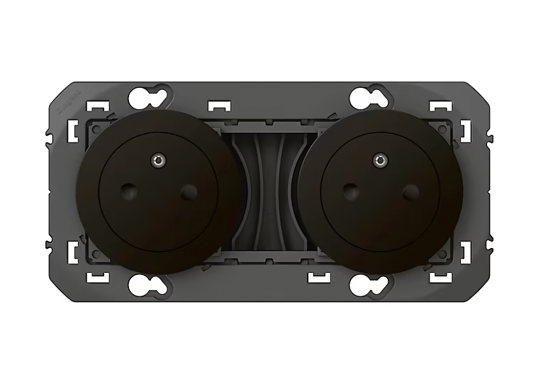 Double prise 2 pôles + terre Legrand Dooxie noir carrée à composer