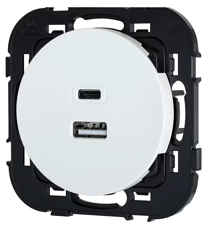 Double prise USB-A+C Jacobsen Espen blanc à composer