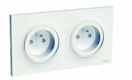 Prise de courant double avec terre complète Schneider Electric Odace blanc